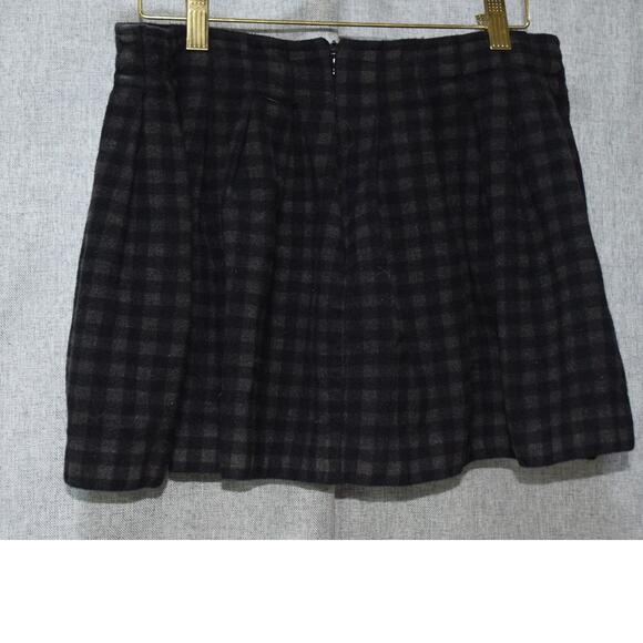 Theory Black Wool Check Mini Skirt Size 8 - Picture 2 of 2